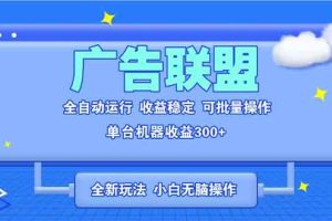 （13842期）全新广告联盟最新玩法 全自动脚本运行单机300+ 项目稳定新手小白可做