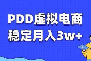 （13801期）PDD虚拟电商教程，稳定月入3w+，最适合普通人的电商项目
