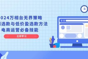 （13633期）2024万相台无界策略，店铺选款与低价盈选款方法，电商运营必备技能
