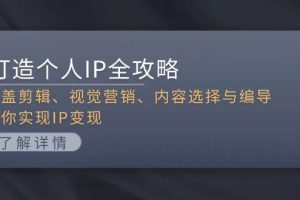 （13368期）打造个人IP全攻略：涵盖剪辑、视觉营销、内容选择与编导，助你实现IP变现