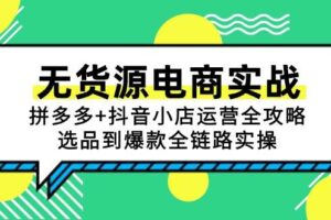 （15006期）无货源电商实战：拼多多+抖音小店运营全攻略，选品到爆款全链路实操