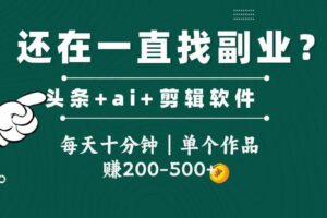 （14844期）头条全新玩发加持软件搬视频，每天十分钟，单个作品收入200-500左右