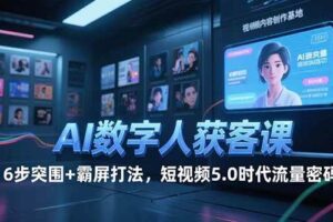 （15247期）AI数字人获客课，6步突围+霸屏打法，短视频5.0时代流量密码