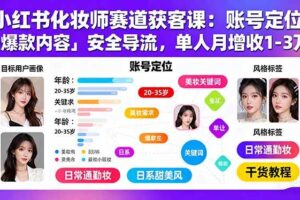 （15982期）小红书化妆师赛道获客课：账号定位＋爆款内容＋安全导流，单人月增收1-3万