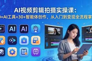 （17818期）AI 视频剪辑拍摄实操课：10+AI工具+30+智能体创作，从入门到变现全流程掌握