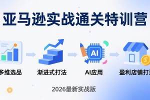 （17745期）亚马逊实战通关特训营：2026年3月更新，多维选品+渐进式打法+AI应用，从0到1打造盈利店铺