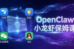 （17614期）OpenClaw小龙虾保姆课： Windows/macOS/Linux/Docker全系统安装，飞书+钉钉+企业微信+QQ 全接入