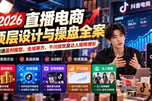 (21149期)2026直播电商顶层设计与操盘全案:精通盈利模型、全域乘方、千川投放及达人矩阵增长