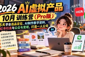 (21054期)2026AI虚拟产品10月训练营(Pro版):15天学会选品定位、AI制作数字资料、小红书引流与公众号变现,打造一人公司