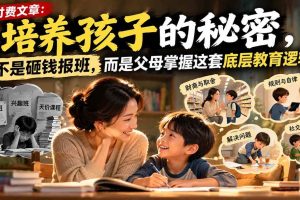 (21179期)付费文章:培养孩子的秘密,不是砸钱报班,而是父母掌握这套底层教育逻辑