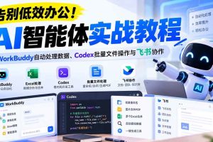 (21193期)【无水印】告别低效办公!《AI智能体实战教程》WorkBuddy自动处理数据、Codex批量文件操作与飞书协作