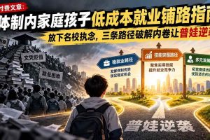（21231期）付费文章：体制内家庭孩子低成本就业铺路指南，放下名校执念，三条路径破解内卷让普娃逆袭