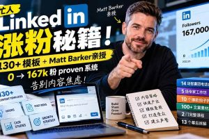 (21215期)【无水印】忙人LinkedI 涨粉秘籍!130+模板+Matt Barker亲授:0→167k粉proven系统,告别内容焦虑【原创双语字幕】