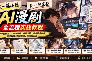 (21262期)从一篇小说到一部完整AI漫剧:学习版权选本、剧本改编、故事分镜、角色场景生成、动态视频与后期剪辑